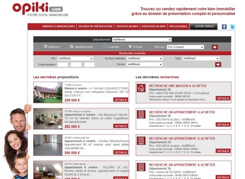 Site Opiki.com, annonces immobilières